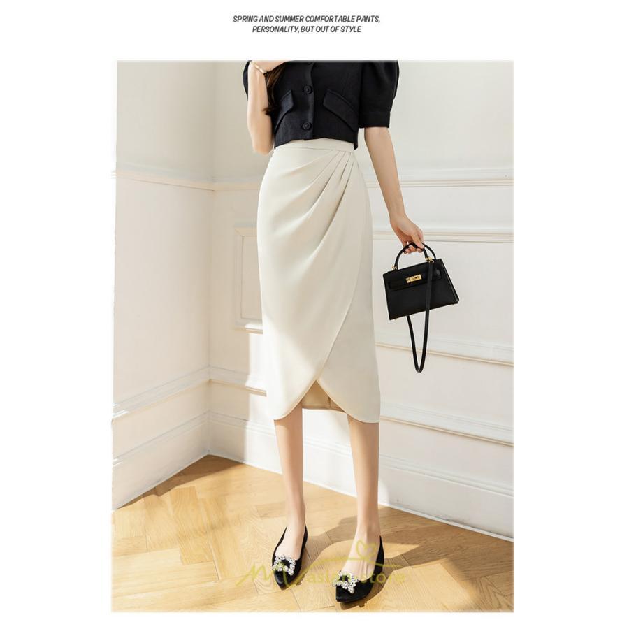 スカート | スリット入り 膝下 ひざ下 レディース ボトムス オフィス カジュアル 美脚 セクシー スリット 黒 ベージュ 脚長 ピンク ハイウエスト 通勤 春夏秋冬 OL
