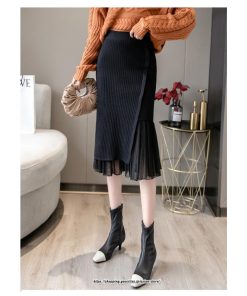 スカート | レディース 春 おしゃれ タイトフリルレイヤード ミモレ丈 ロング丈 ニット きれいめ オフィス カジュアル 秋冬