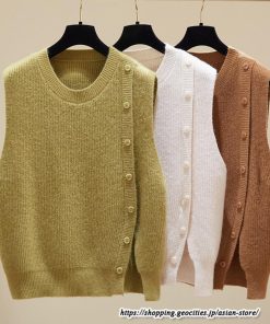 ベスト | ニットレディース トップス Uネック タンクトップ ノースリーブ 袖なし インナー ニット 女ニット セーター 20代30代 レイヤード風 重ね着風