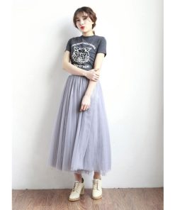 スカート | ロングチュールハイウエストフレアレディース 無地 きれいめ ウエストゴム 通勤通学 可愛い S M L 上品 着痩せ