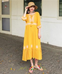 マキシ | ワンピース きれいめ レディース 夏 秋 ロング 上品 大人 七分袖 お出かけ 高見え 赤 白 黄色 上質 20代 50代 40代 ゆったり リゾート 30代 旅行 体型隠し