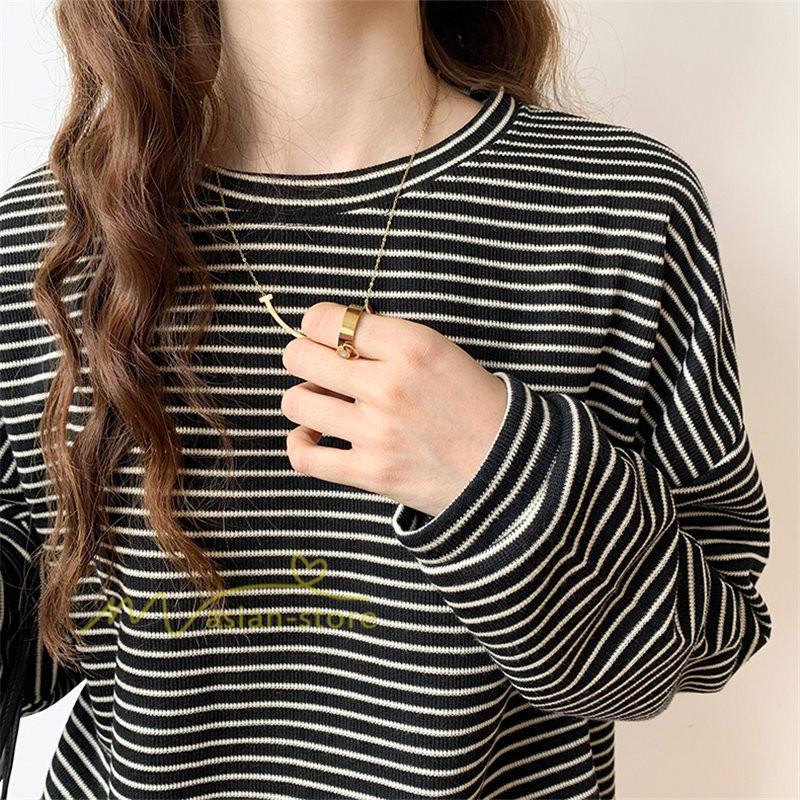 tシャツ・カットソー | Tシャツ レディース トップス 長袖 カットソー ボーダー シンプル ボートネック ストライプ柄 20代30代40代50代 着回し 通勤通学 お出かけ カジュアル 着痩せ