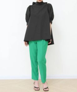 シャツ・ブラウス | ブラウス レディース 半袖 パフスリーブ ノーカラー ハイネック リボン 後ろリボン フォーマル 春夏 2way フレア 20代30代40代50代 通勤通学 蝶結び エレガント