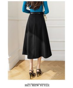 スカート | ロングきれいめ レディース Aラインデート 20代 30代 40代 50代 秋 冬 あったか 通勤 ハイウエスト お出かけ 細見え ベルト付き