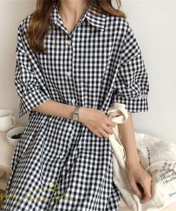 マキシ | ワンピース シャツワンピース チェック柄 可愛い マキシワンピース レディース 5分袖 春 夏 秋 20代 30代 着痩せ Aラインワンピース フリーサイズ 40代 50代