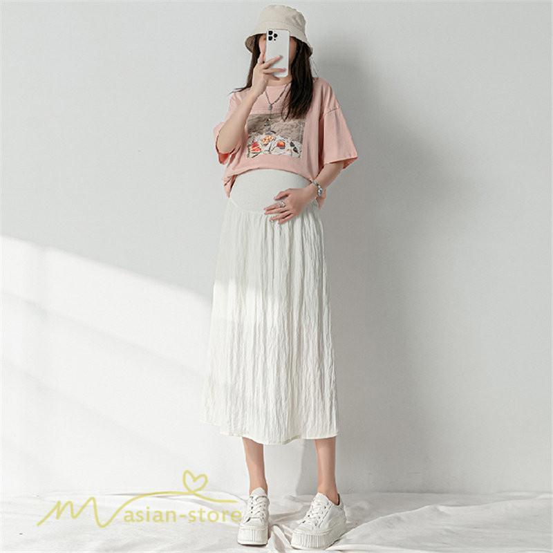 スカート | 妊婦マタニティウェア レディース 春 夏 秋 ゆったり Aライン カジュアル ママ 産前 送料無料 マタニティウエスト調整 裏地付き