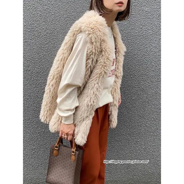 ベスト | ボリュームフェイクファーファー毛皮レディース 冬 フェイクファー 毛皮コート アウター ノースリーブ ふわふわ 前開き 秋冬 ジレ