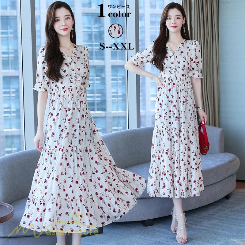 マキシ | ロングワンピース レディース カジュアル 半袖 ロング丈 ワンピース 着痩せ サマーワンピース おしゃれ カジュアル 上品 きれいめ 花柄 40代 20代 夏服 30代