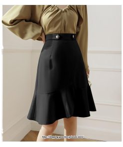 スカート | レディース ミニ膝上 マーメイド着痩せ フェミニン 優雅 上品 フリル 2022新作 韓国風 秋冬コーデ キレイめ 通勤 オシャレ 通学