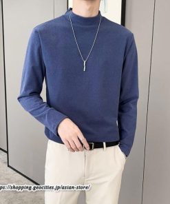 Tシャツ | メンズ トップス 秋冬 保温 無地 モックネック メンズスタイル 20代 30代 通勤 通学 着回し ビジネス 40代 長袖カットソー 冬 50代 コーデ 秋