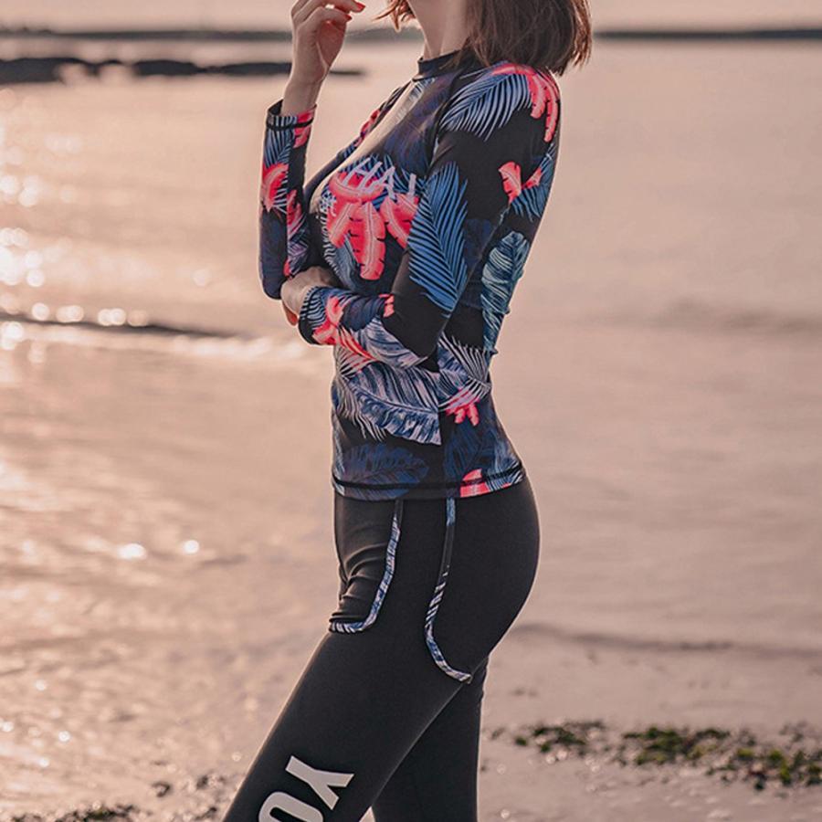 ビキニ | 長袖 タンキニ水着 スイミング フィットネス 水着 ラッシュガード 3点セット レディース パッド入り 体型カバー