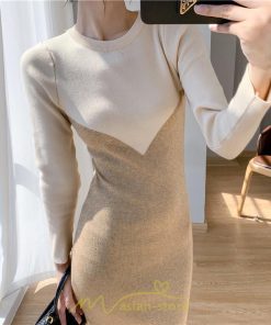 ニットワンピース | ワンピース 秋 秋服 レディース ニット ロングワンピース ロング 長袖 冬 冬服 タイト 切り替え 着痩せ お出かけ 韓国風 20代30代40代50代 通勤 2022新作