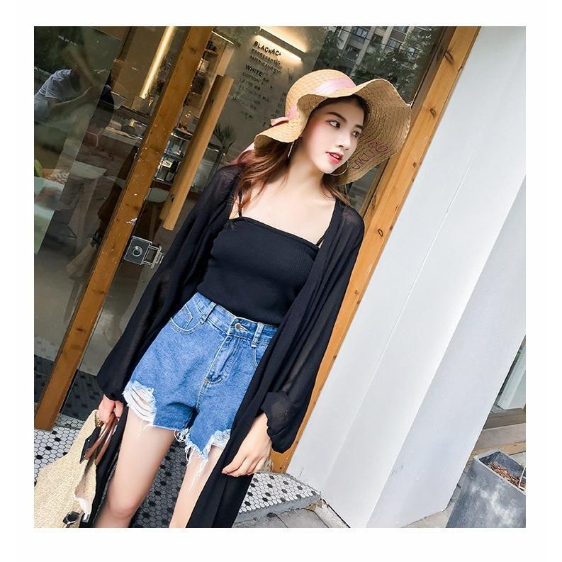 カーディガン | ロング薄手ニットレディーストップス 日焼け止め衣 UVカット 紫外線対策 長袖 前開き ゆったり 2020春夏 おしゃれ 透け感