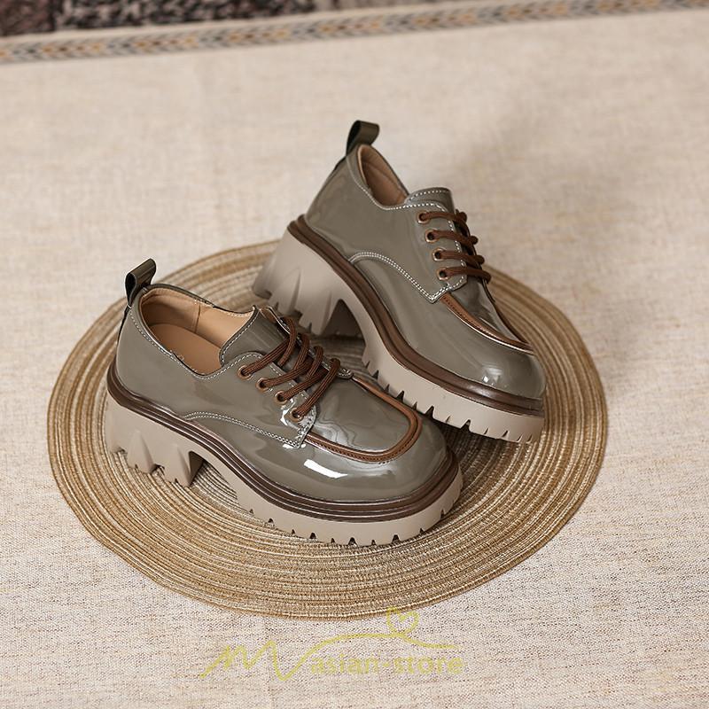 ローファー | 厚底 レディース 厚底スニーカー レースアップ スニーカー PU 合皮 通学 通勤 かわいい 送料無料 可愛い 冬 夏 秋 春