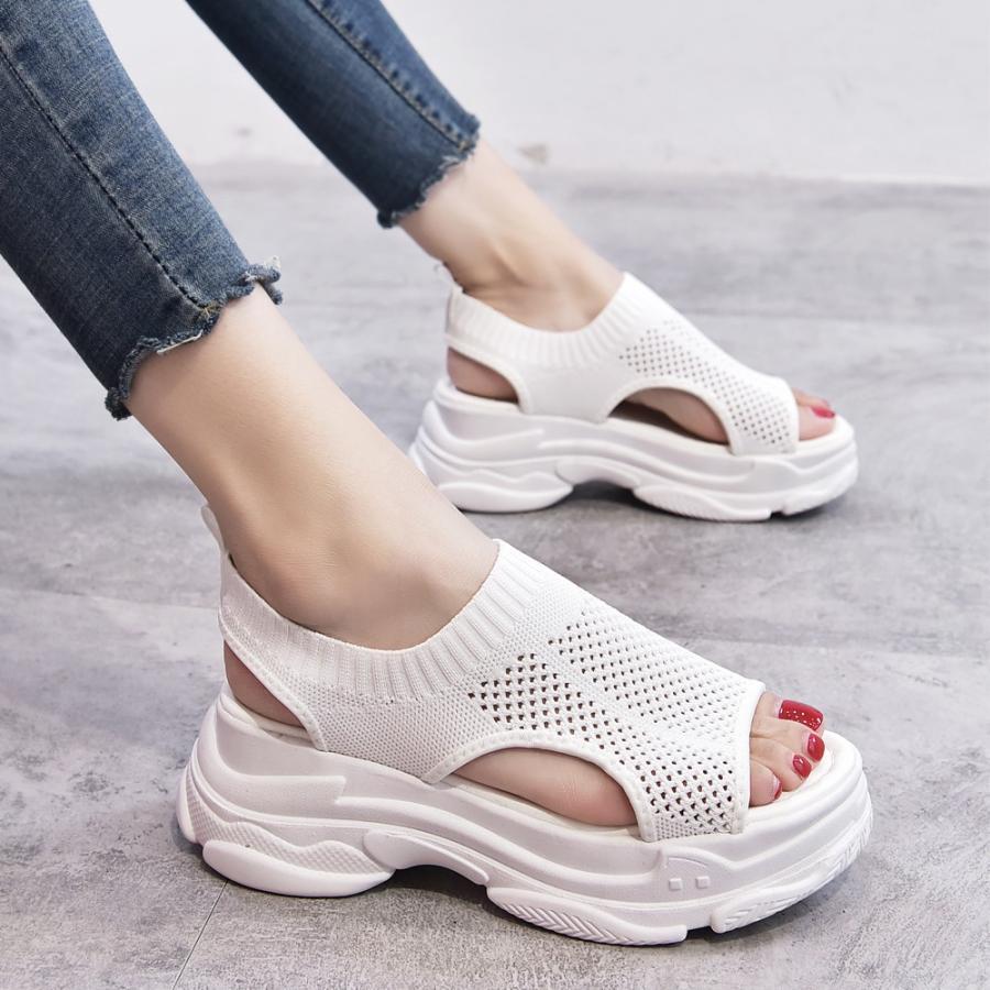 パンプス | 通気性 サンダル メッシュ 韓国風 歩きやすい 厚底 カジュアル レディース スポーツサンダル