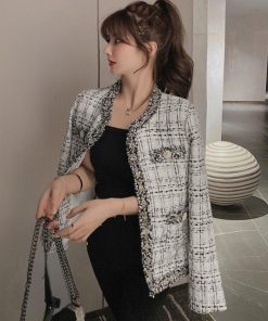 ジャケット・ブルゾン | ツイード風 ジャケット レディース韓国風