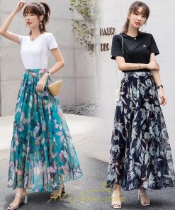 スカート | / レディース ボトムス ロンスカ ロング マキシ丈 フレアウエストゴム 花柄 涼しい ゆったり 花柄 シフォン カラバリ豊富 プリント 夏