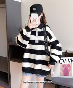パーカー | トレーナー レディース スウェット 大きいサイズ 韓国 トップス 長袖 おしゃれ 体型カバー Tシャツ ボーダー柄 チュニック 送料無料 20代30代40代50代
