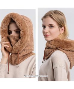 レディース | ニット帽子 冬用マスク かわいい 帽子付き ポア付き ネックウォーマー 秋冬 防風 防寒 スノーボード ウェア  防寒対策 冬 耳カバー 2022新作 あったか