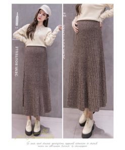 スカート | マタニティ秋 冬 ニット コーデ ロング丈 Aラインマタニティウェア 産前 産後 ゆったり ウエスト調整 きれいめ ハイウエスト 上品