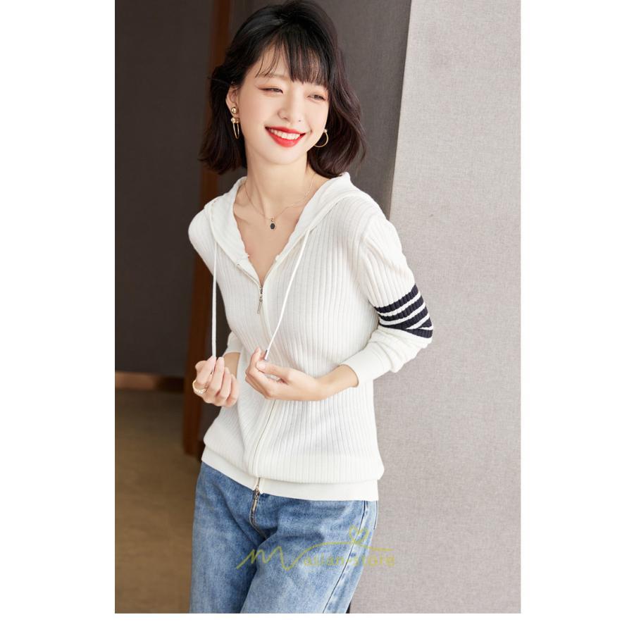 ニット・セーター | カーディガン レディース ニット 上品 カーデ ジャケット シンプル 長袖 秋 冬 秋冬 大人 レトロ風 着痩せ ウール 通勤 カジュアル フード付き 楽チン