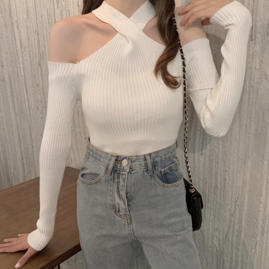 Tシャツ・カットソー | ニットトップス ホルターネック 肩出し
