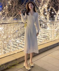 ミディアム | ワンピース レディース Aラインワンピース 着痩せ 上品 長袖ワンピース 春 秋 新作 スプリングワンピース 韓国風 20代 40代 お出かけ ゆったり 通学 30代 通勤