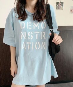 Tシャツ・カットソー | ラウンドネック カットソー 半袖 ロゴｔシャツ ロング トップス 体型カバー レディース 英字プリントtシャツワンピース ゆったり