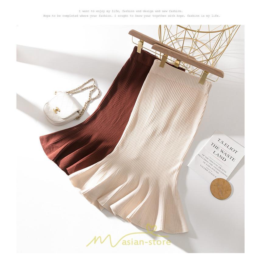 スカート | レディース ロング丈 マーメイド可愛い シンプル ニット 秋冬コーデ ボトムス きれい フレアカジュアル 女子会 新作 デート 抜け感