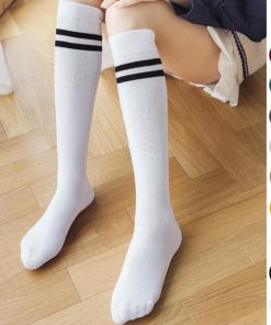ストール | レディース 2本ライン 通学 ボーダー 靴下 無地 ロングソックス 靴下 綿 ハイソックス