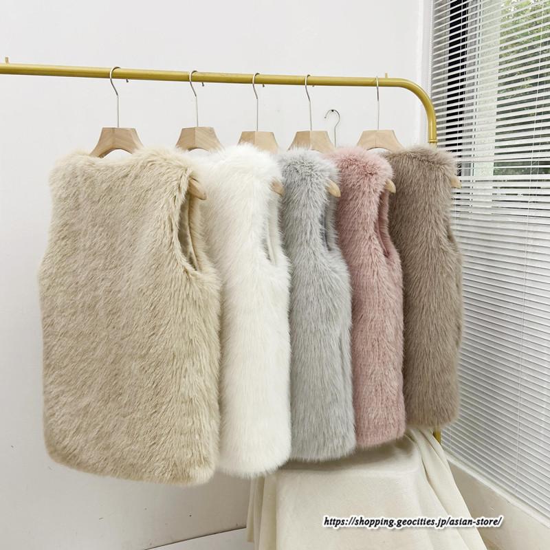 ベスト | ボリュームフェイクファーファー毛皮レディース 冬 フェイクファー 毛皮コート アウター ノースリーブ ふわふわ ジレ 秋冬 前開き