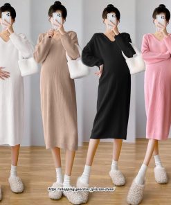 マキシ | ワンピース レディース 秋 ニットワンピース ロングワンピース 2TYPE マタニティ 授乳服 マタニティウェア 授乳 妊娠 シンプル おでかけ おしゃれ 無地