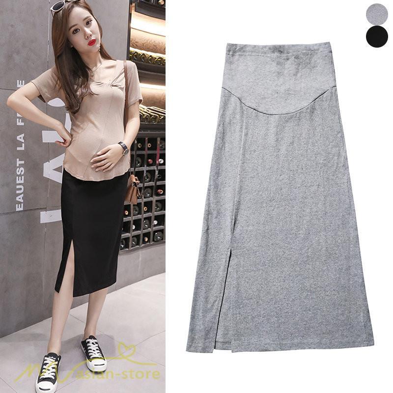 スカート | Aラインマタニティウェア 着痩せ レディース 着痩せ 上品 大きいサイズ 裾口スリット 産前 妊婦 薄手 サマー 日常 夏服 マタニティお出かけ