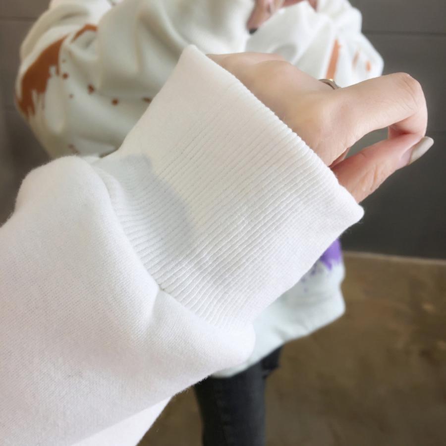 パーカ | レディース 秋冬 ペイント柄 スウェット ポケット付き 韓国風 長袖トレーナー 裏起毛 フード付き おしゃれ パーカー プルオーバー