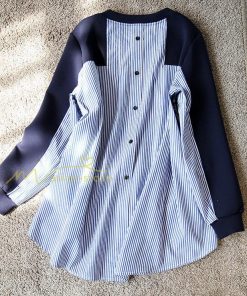 ｔシャツ・カットソー | トレーナー レディース 春秋 トップス シャツ 切り替え カワイイ 長袖 Tシャツ 前後差 ゆったり 20代30代 重ね着風 レイヤード 大人 無地 女の子 ストライプ