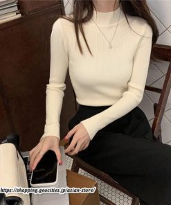 ニット・セーター | カットソー ニット レディース リブニット 長袖 秋冬 春 トップス スリム ストレッチ インナー 無地 プルオーバー 長袖ニット 通学通勤 長袖カットソー 着痩せ