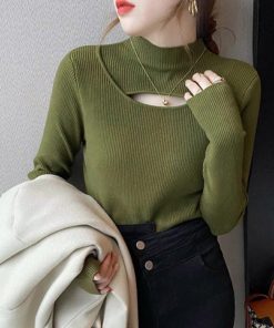 ニット・セーター | ニットトップス 胸開き プチハイネック