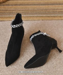 ブーツ | ブーティ ショート レディース ピンヒール 痛くない ファスナー 疲れない 歩きやすい 暖かい 秋冬 飾り 外出 お出かけ デート 女子会 二次会