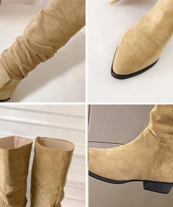 ニーハイブーツ | スエード調 ジョッキーブーツ ローヒール