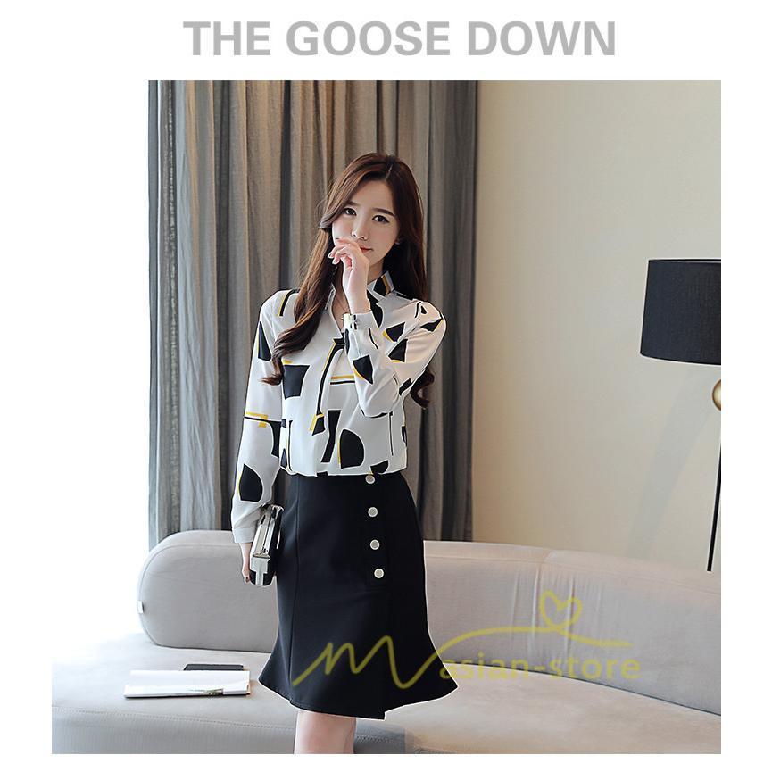 在庫ある | 短納期ブラウスレディースシャツ シフォンブラウス ビジネスカジュアルシャツトップス オフィスブラウス フォーマルシャツ 薄手 通学通勤 プリント 春夏衣装