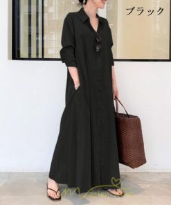 マキシ | ワンピース レディース 春 秋 長袖 ロングワンピース スカート マキシ丈 秋冬 通勤着 可愛い ゆったり 体型カバー カジュアル 綿麻 50代 40代 30代 20代