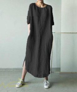 マキシ | ワンピース レディース 無地 ゆったり 半袖 ゆるワンピース 大きいサイズ 5XL ゆったり 30代 40代 体型カバー お出かけ 裾口スリット かわいい 日常感 20代