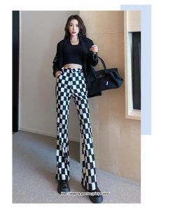 チノ・テーパード・ジョガー・スキニーパン | パンツ レディース フレアパンツ ロングパンツ チェック柄 カジュアル ハイウエスト ワイドパンツ トレンド かわいい おしゃれ 楽ちん お出かけ 送料無料 デート