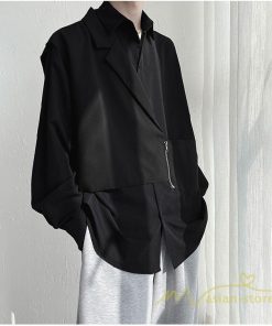 シャツ | メンズ トップス 長袖カジュアルフェイク レイヤード 重ね着風 白ビジネス 秋 秋服 20代 40代 おしゃれ 30代 50代 黒