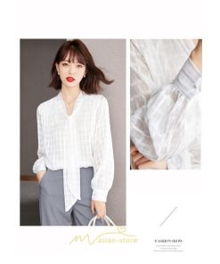シャツ・ブラウス | ブラウス シャツ 秋 秋服 レディース 蝶結び チェック柄 春 秋 新作 シフォン 長袖 ゆったり 可愛い キレイめ エレガント おしゃれ お出かけ 通勤 カジュアル