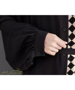 シャツワンピース | ワンピース 長袖 秋 新作 チェック柄 ゆったり 切り替え フリーサイズ ウエストリボン 体型カバー シンプル 大人 バルーンスリーブ 前開き
