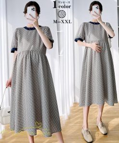 ワンピース | マタニティレディース マタニティウェア 夏 韓国風 Aライン 半袖 柄 産前 マタニティ サマー送料無料 膝丈 お出かけ 大きいサイズ 上品