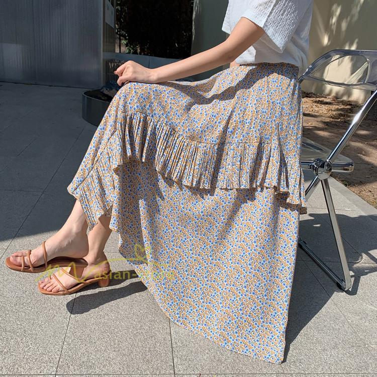 スカート | シフォンスカートマキシスカートフレアシフォンマキシ丈スカート夏 リゾートウエストゴムロングスカート結婚式 20代30代40代50代 カジュアル 不規則