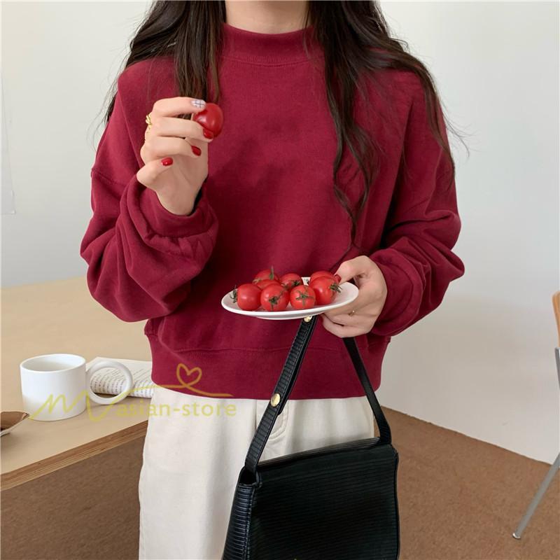 パーカー | 長袖トレーナー レディース トップス 無地 可愛い トレーナー 新作 長袖 スウェット モックネック ハイネック 秋冬 お出かけ コーデ カジュアル ゆったり