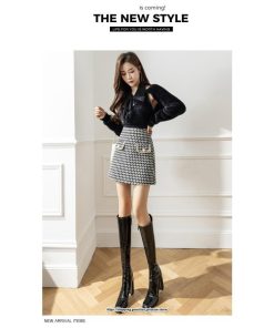 スカート | レディース 春秋冬 ショート丈 ハイウエスト ミニタイトチェック柄 シンプル ボトムス 通勤 オシャレ ポケット セクシー